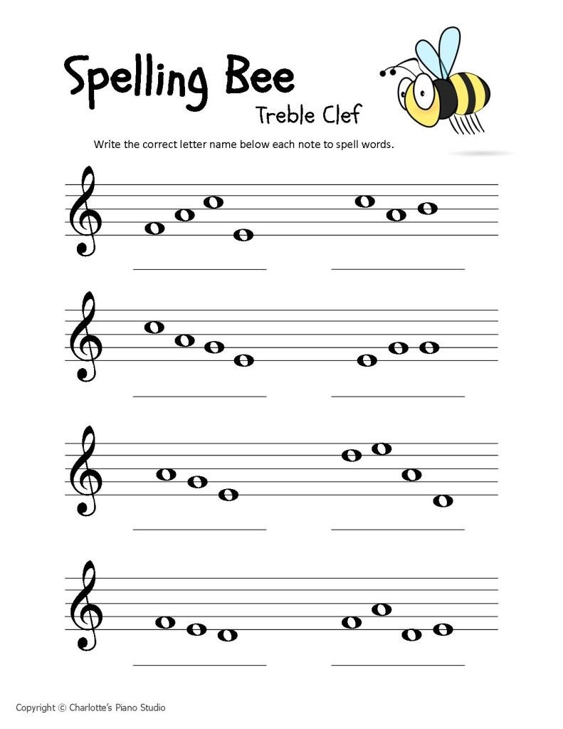 Music Staff Worksheets For Beginners  Spelling Bees Charlottes
