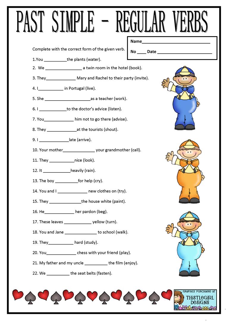 Past Simple Regular Verbs Worksheet