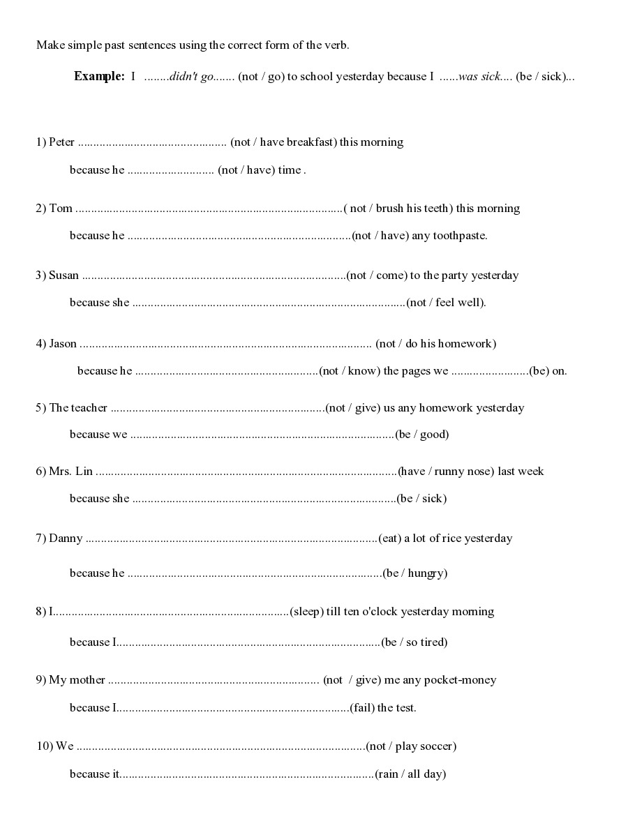 Past Simple Worksheet