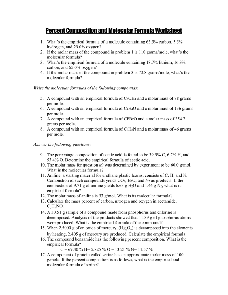 percent-composition-and-molecular-formula-worksheet-key-worksheets-samples