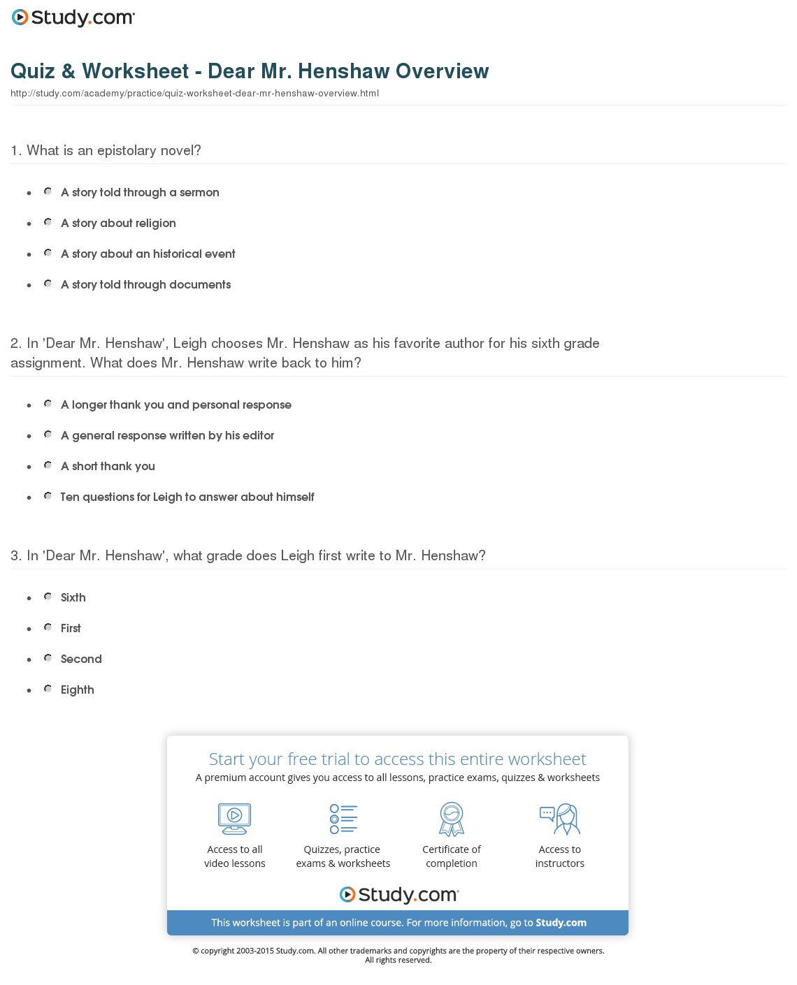 Quiz & Worksheet