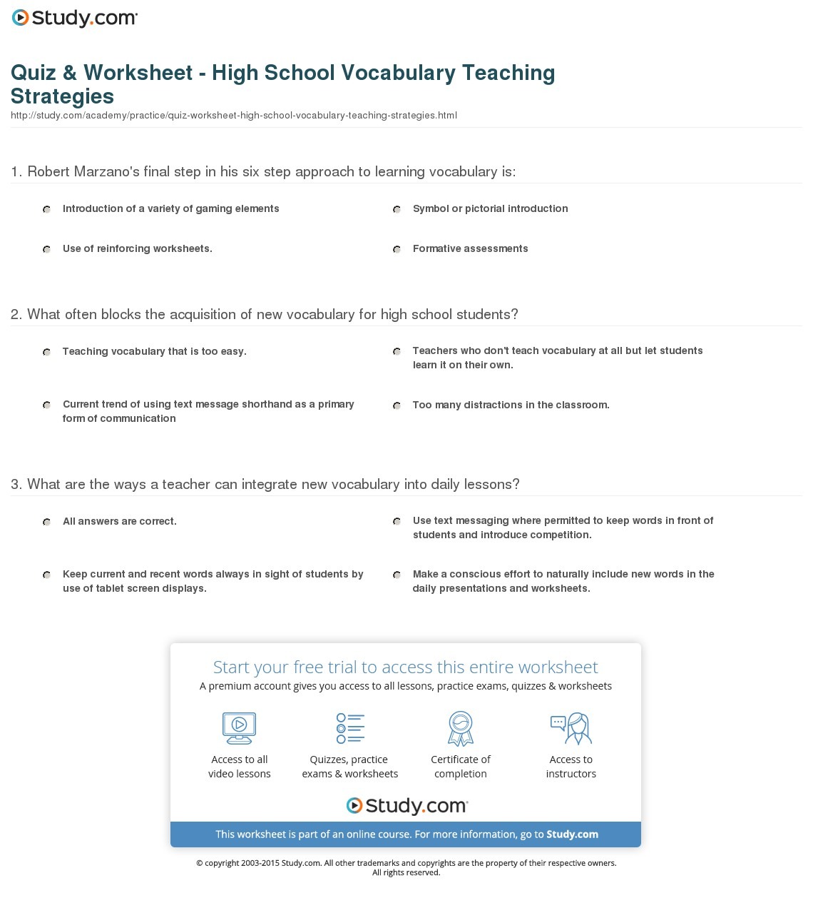 Quiz & Worksheet