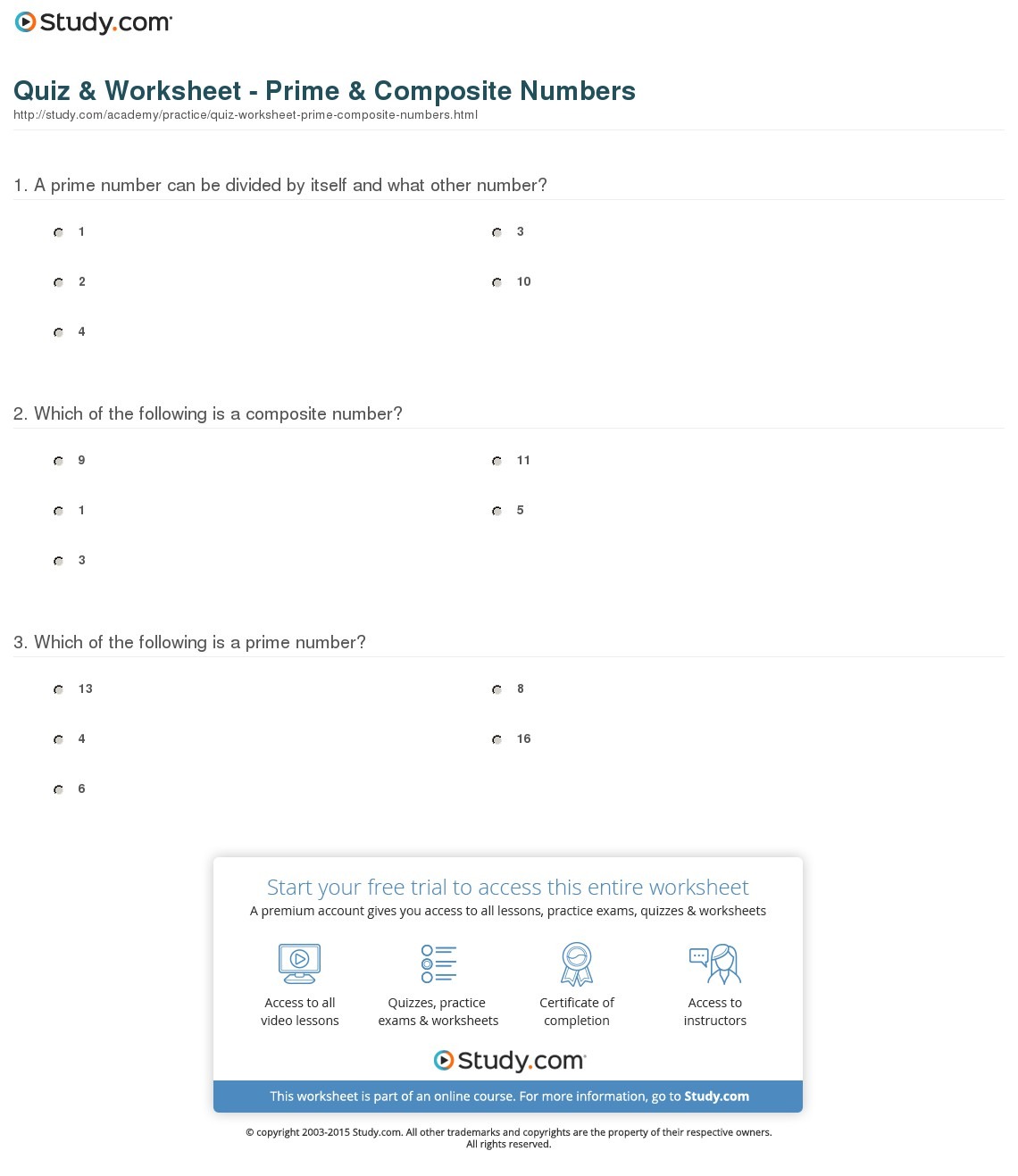 Quiz & Worksheet