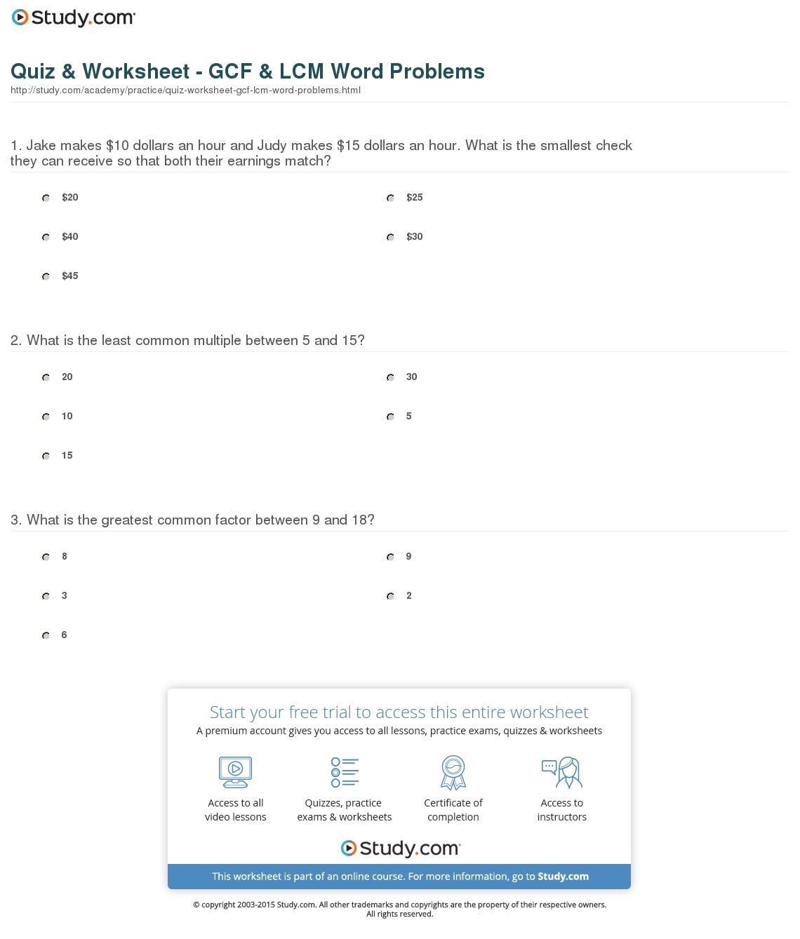 Quiz & Worksheet