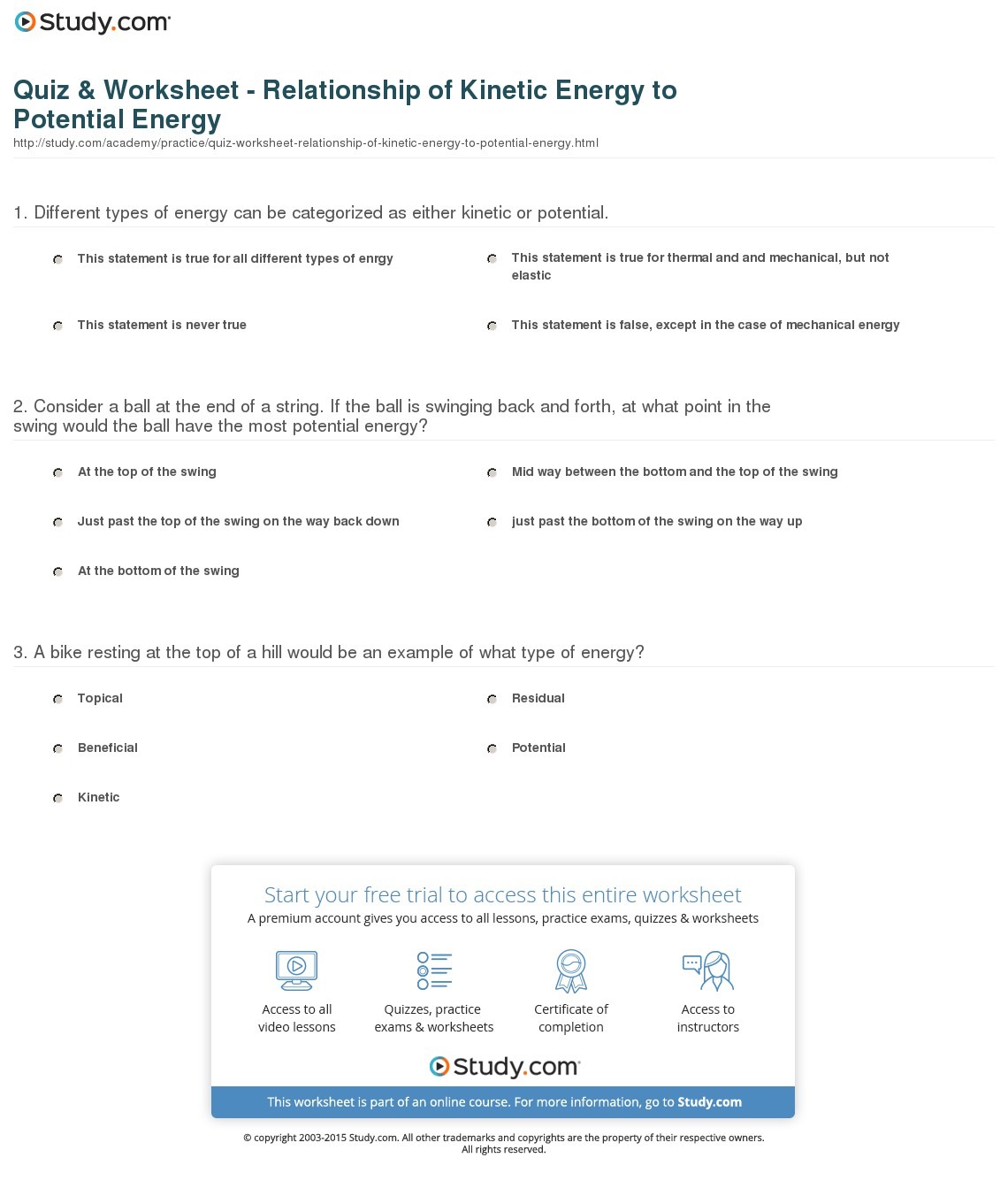 Quiz & Worksheet