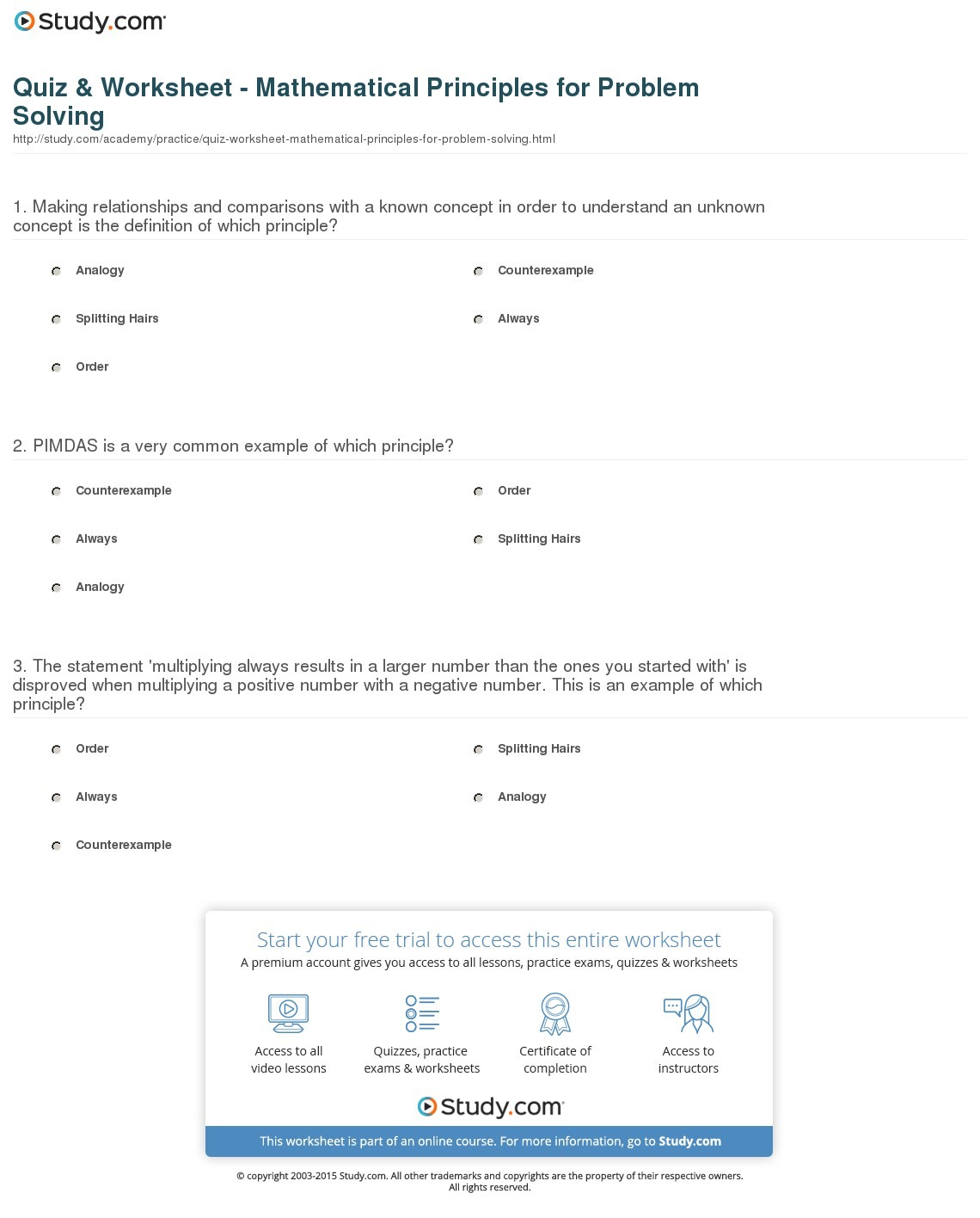 Quiz & Worksheet