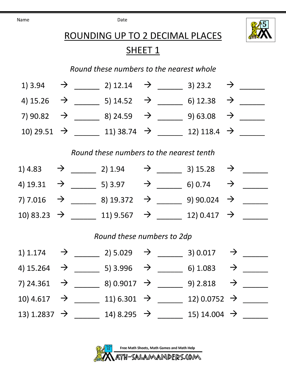 Rounding Decimal Places