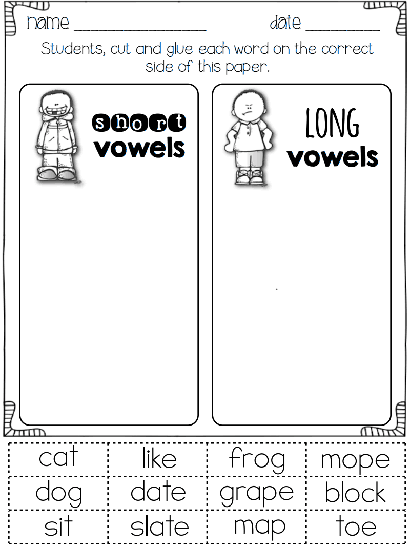 Short Vowel Long Vowel Worksheet Pdf