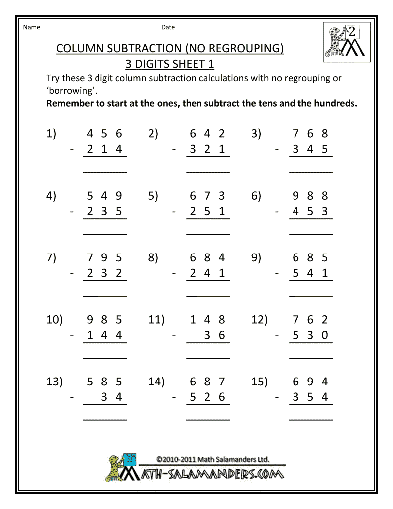Subtraction With Regrouping Worksheets 2nd Grade   Kelpies