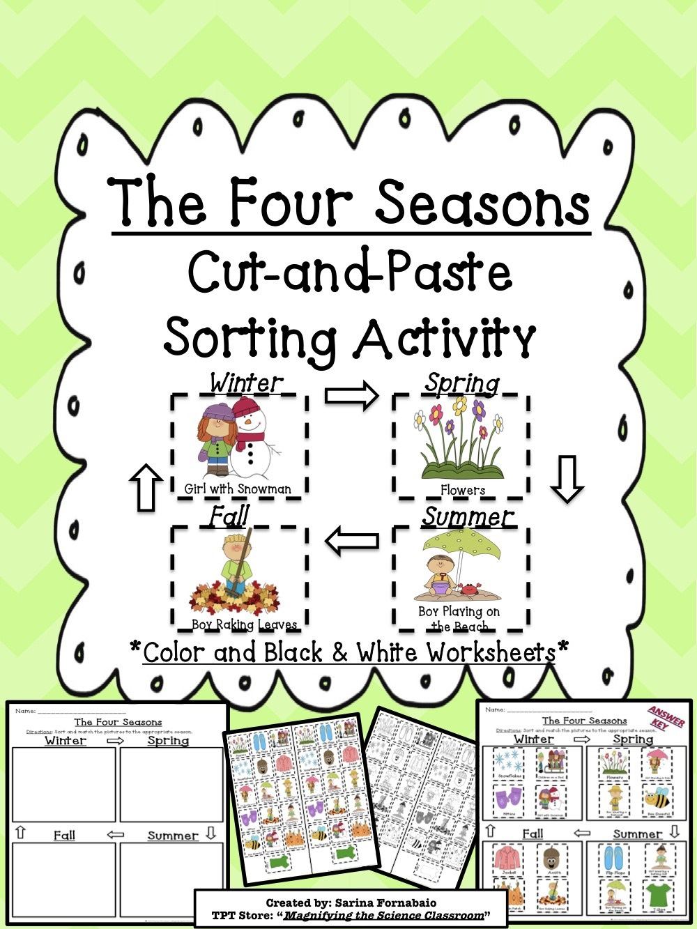 The Four Seasons Cut And Paste Sorting And Matching Activity
