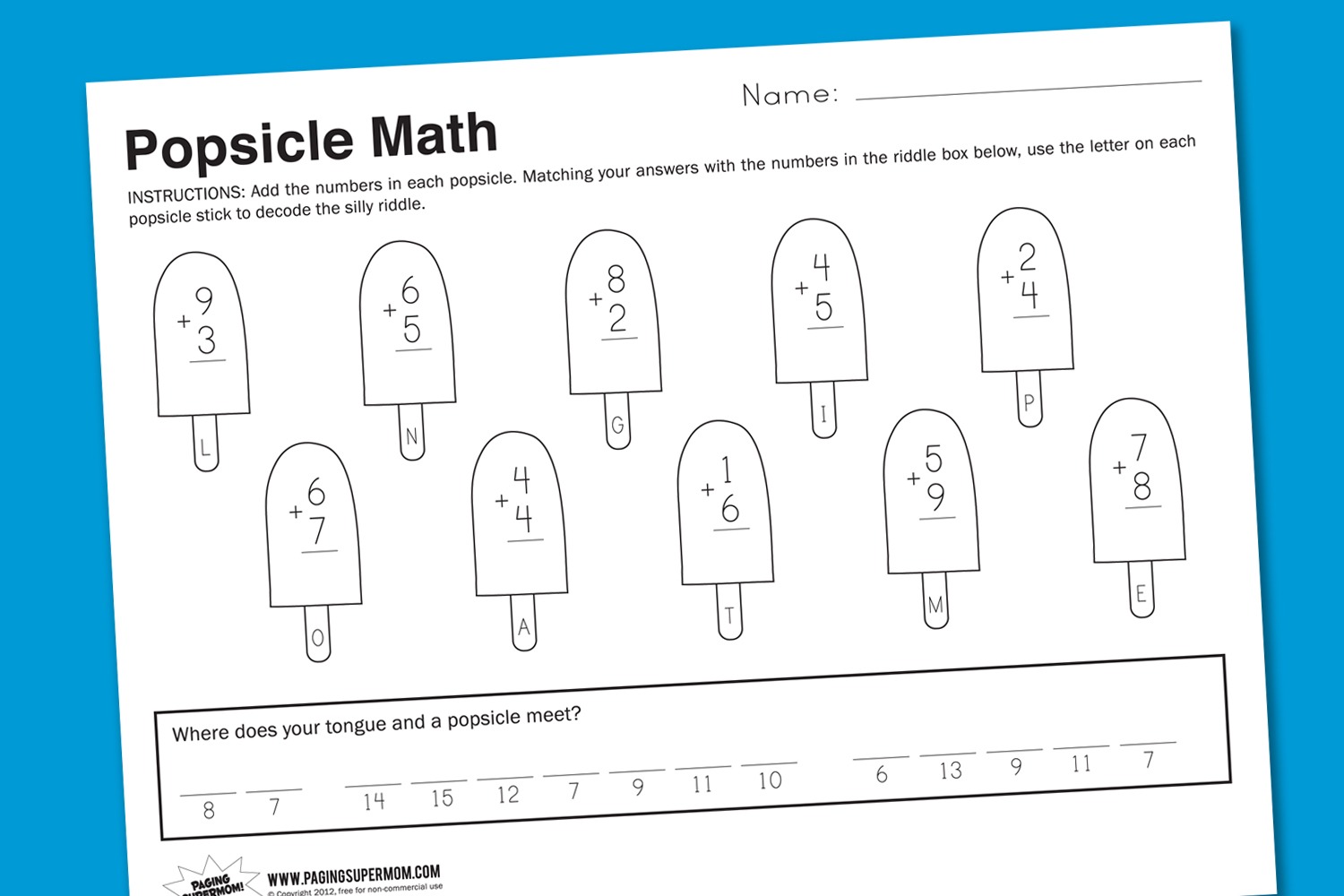 Worksheet Wednesday  Popsicle Math