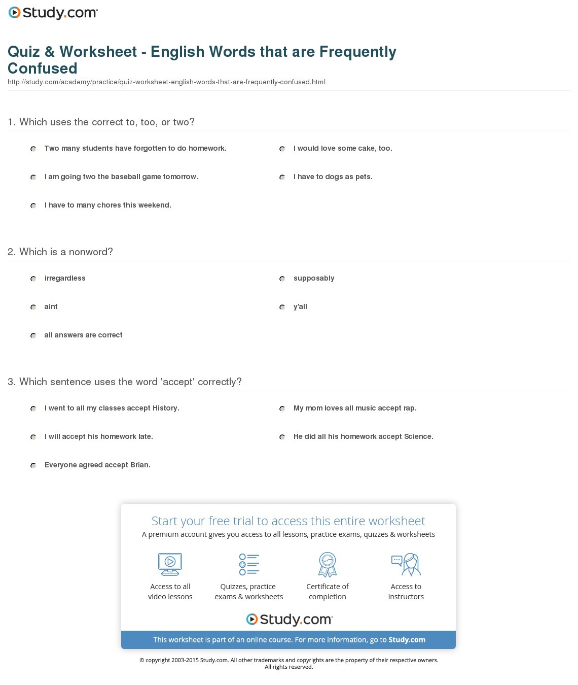 Worksheets  Commonly Misused Words Worksheet  Eihseba Com Free