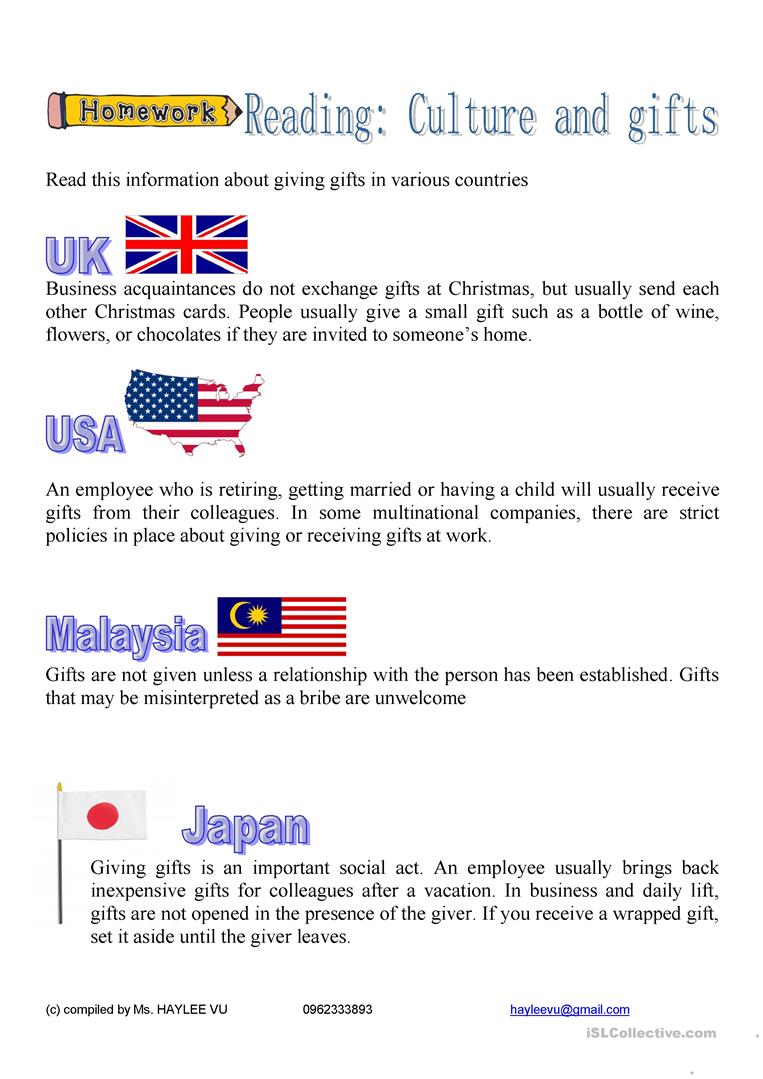 13 Free Esl Gifts Worksheets