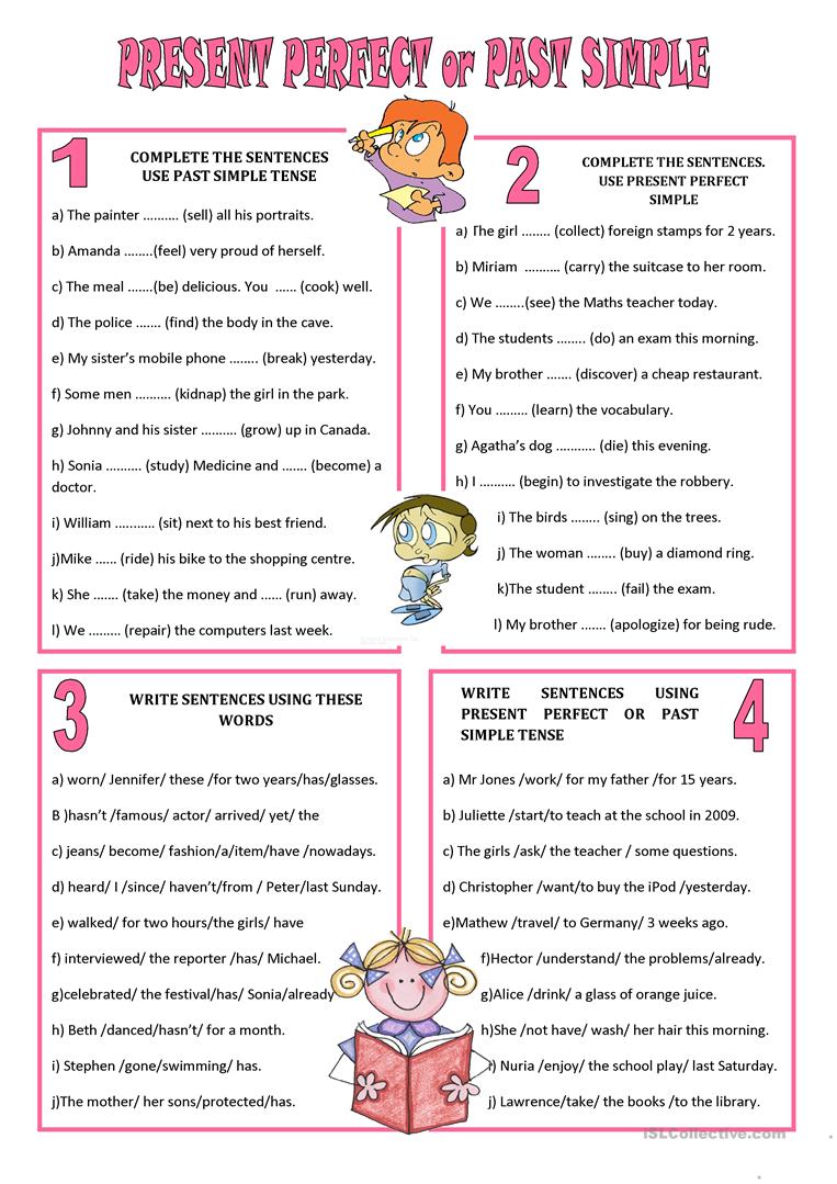 175 Free Esl Present Perfect Or Past Simple Tense Worksheets