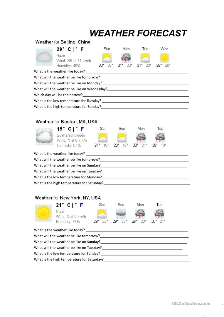 18 Free Esl Forecast Worksheets