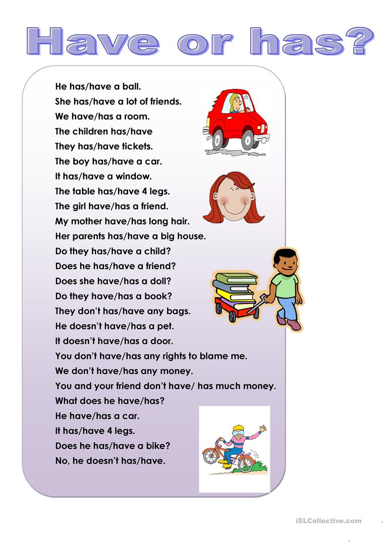 22 Free Esl Have Has Worksheets