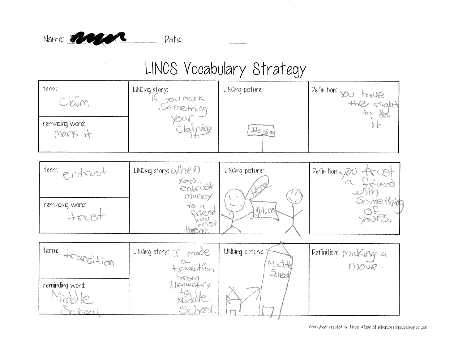 26 Images Of Lincs Vocabulary Template