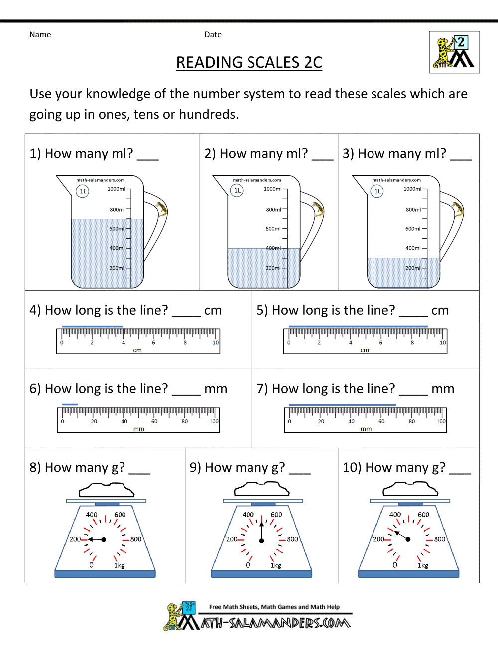 2nd Grade Measurement Worksheets