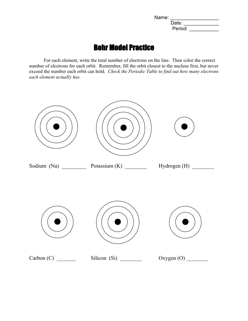 3  Bohr Model Worksheet