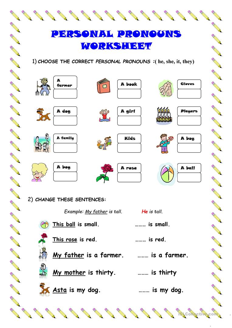 462 Free Esl Personal Pronouns Worksheets