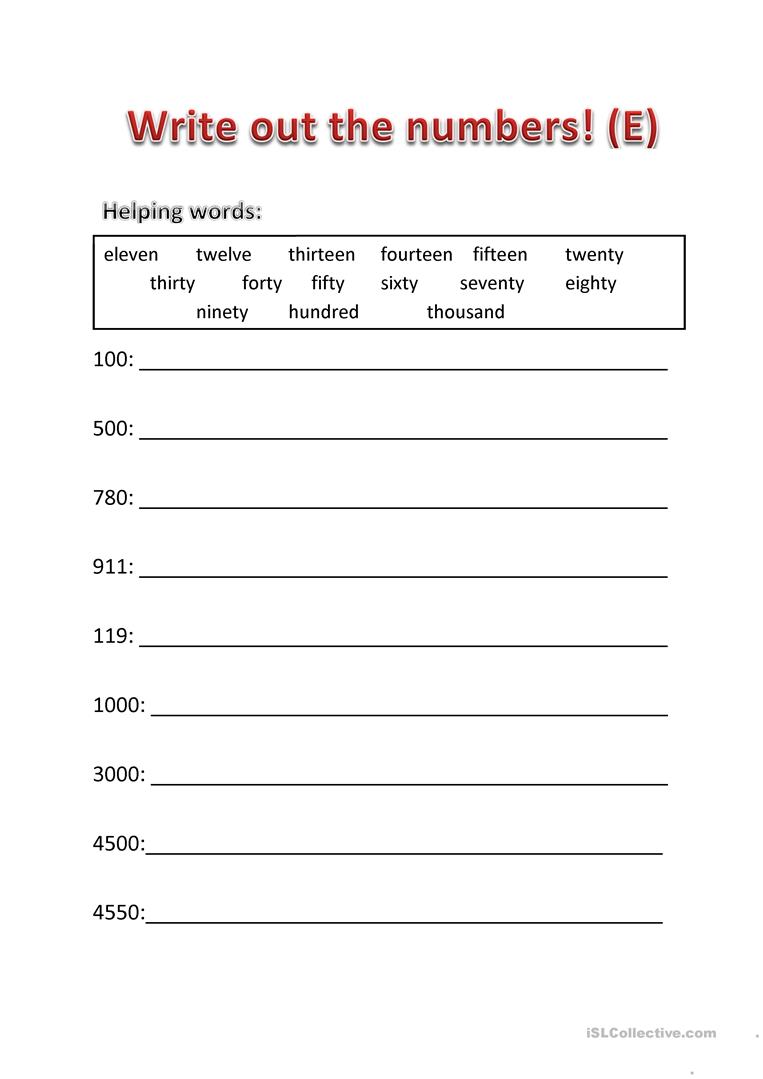 6 Free Esl Large Numbers Worksheets