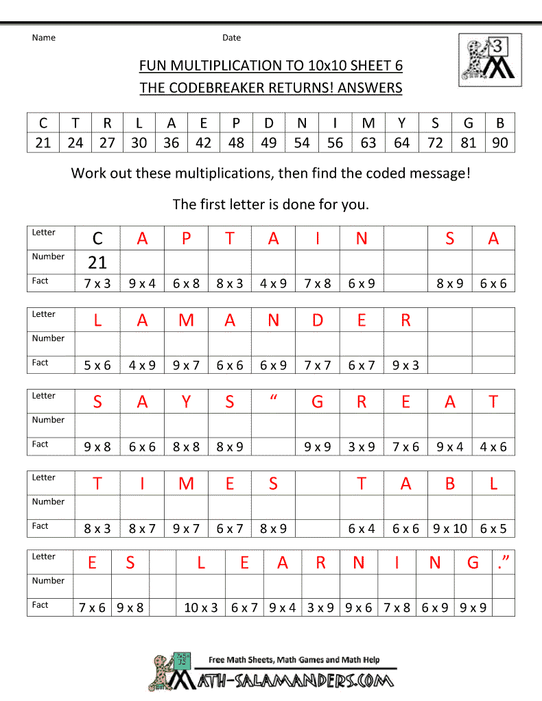6th Grade Fun Math Worksheets Free Worksheets Library