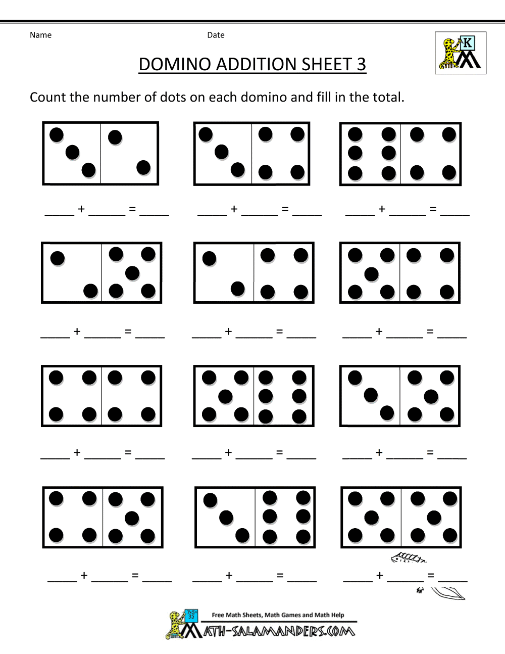 Addition Math Worksheets For Kindergarten
