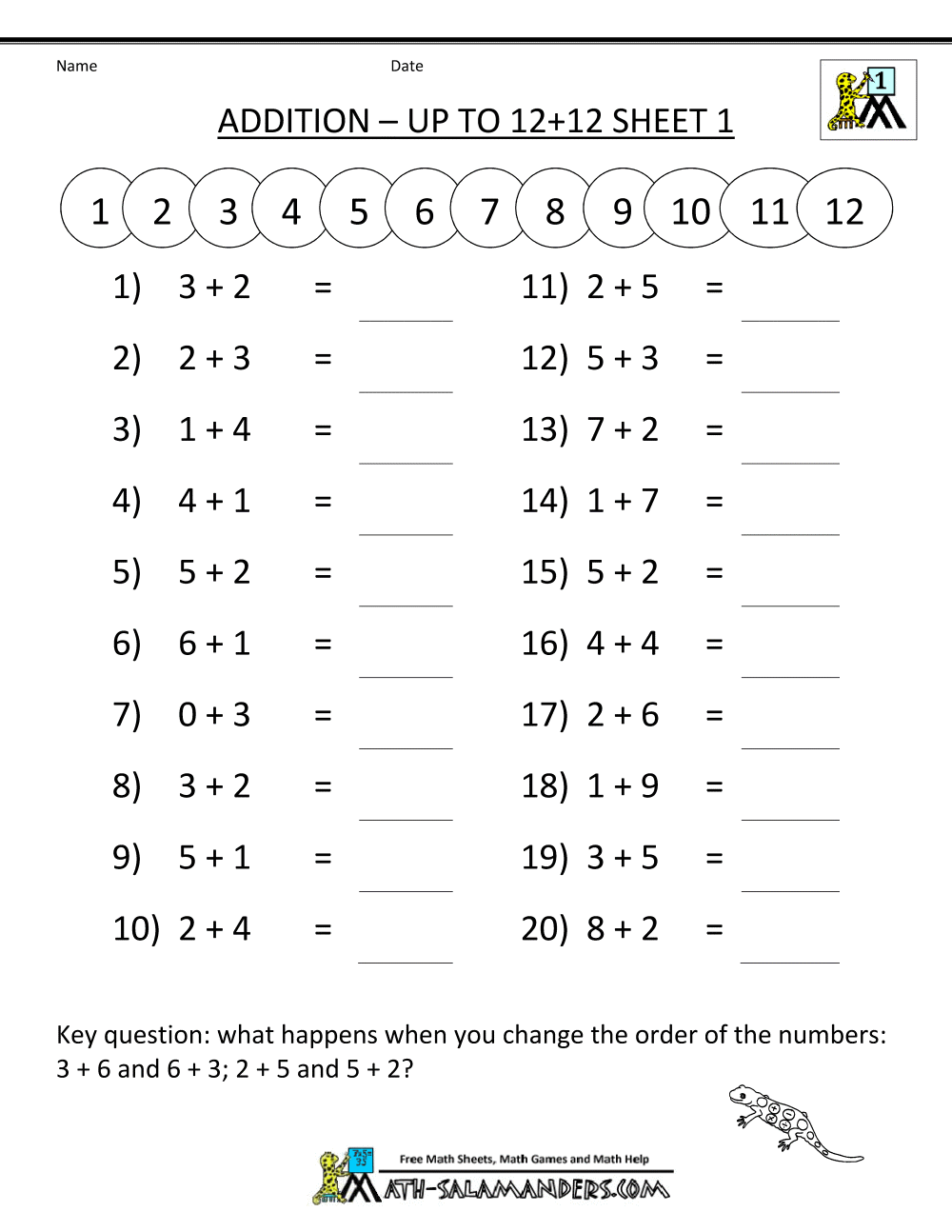Addition Worksheets For Grade 1 Free Worksheets Library