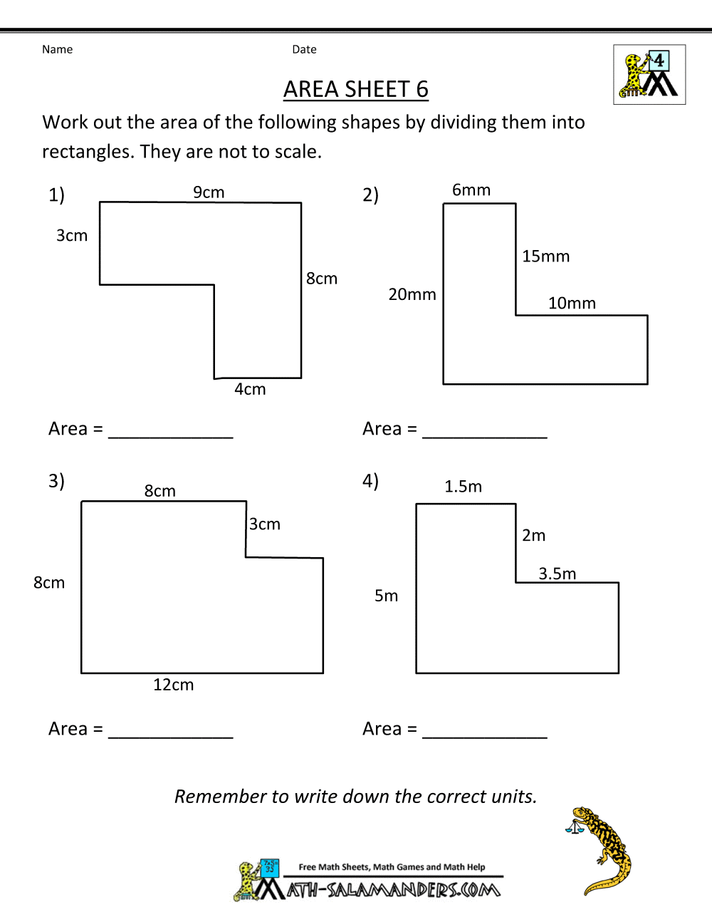 Area Worksheets
