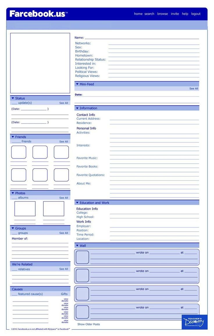 Best 25+ Facebook Profile Template Ideas On Worksheets Samples