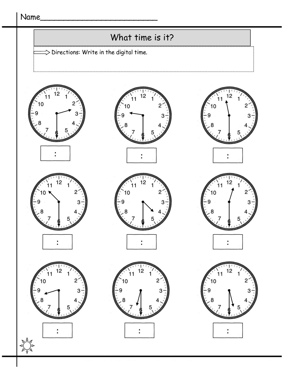 Blank Clock Worksheet To Print