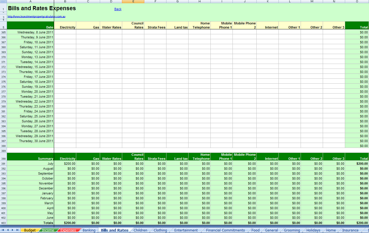 Budget Planner Worksheet