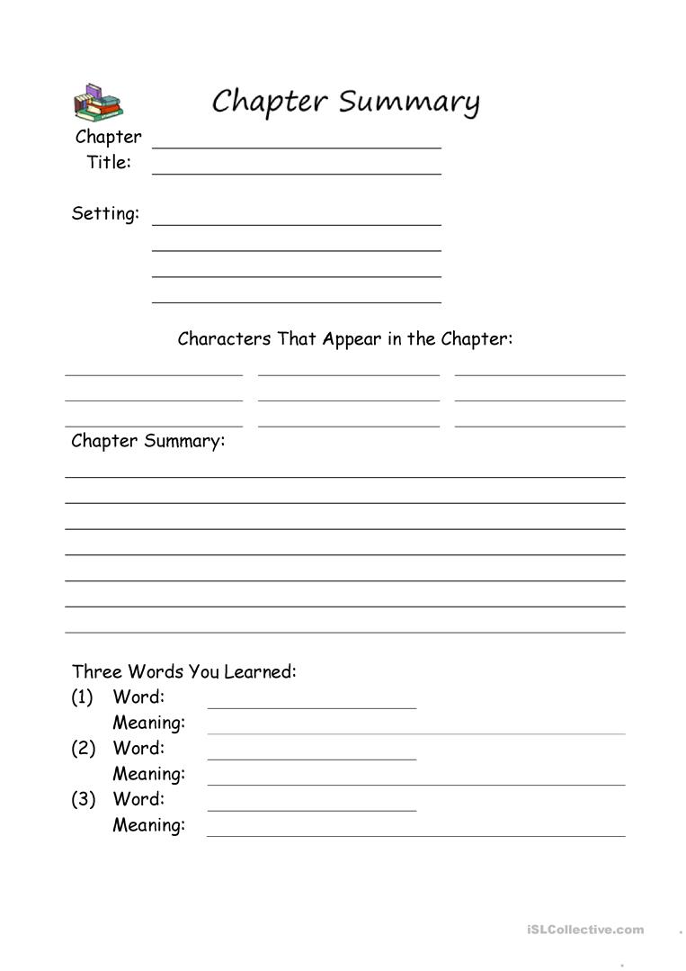 Chapter Summary Worksheet