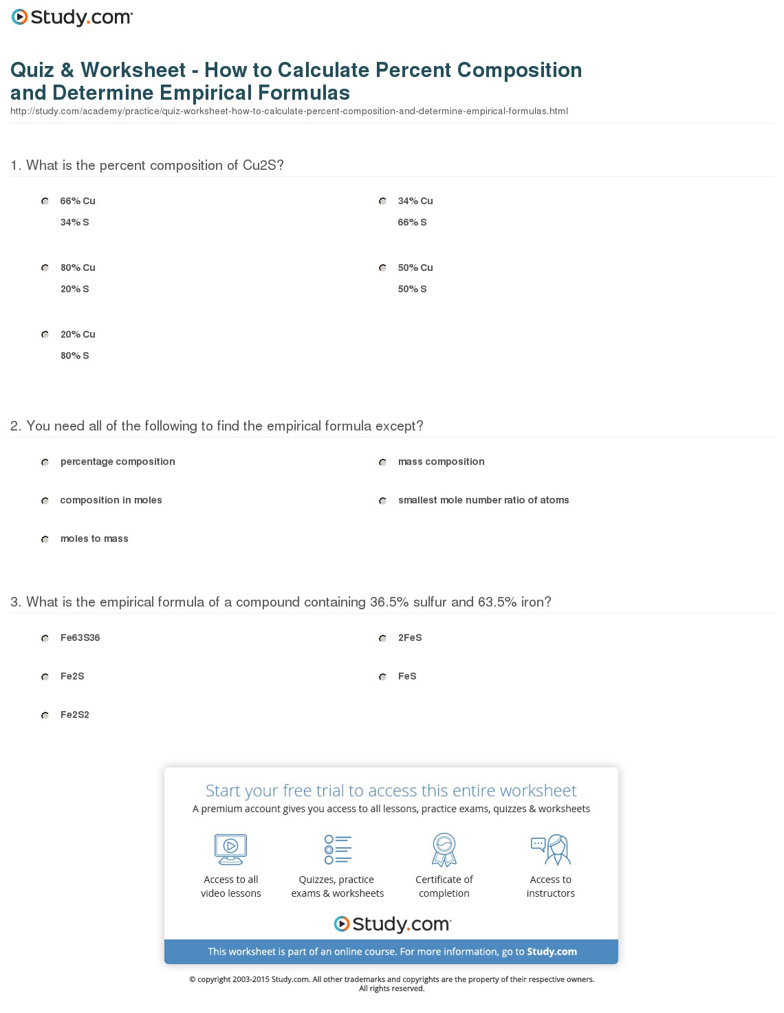 Chemistry Percent Composition Worksheet Free Worksheets Library