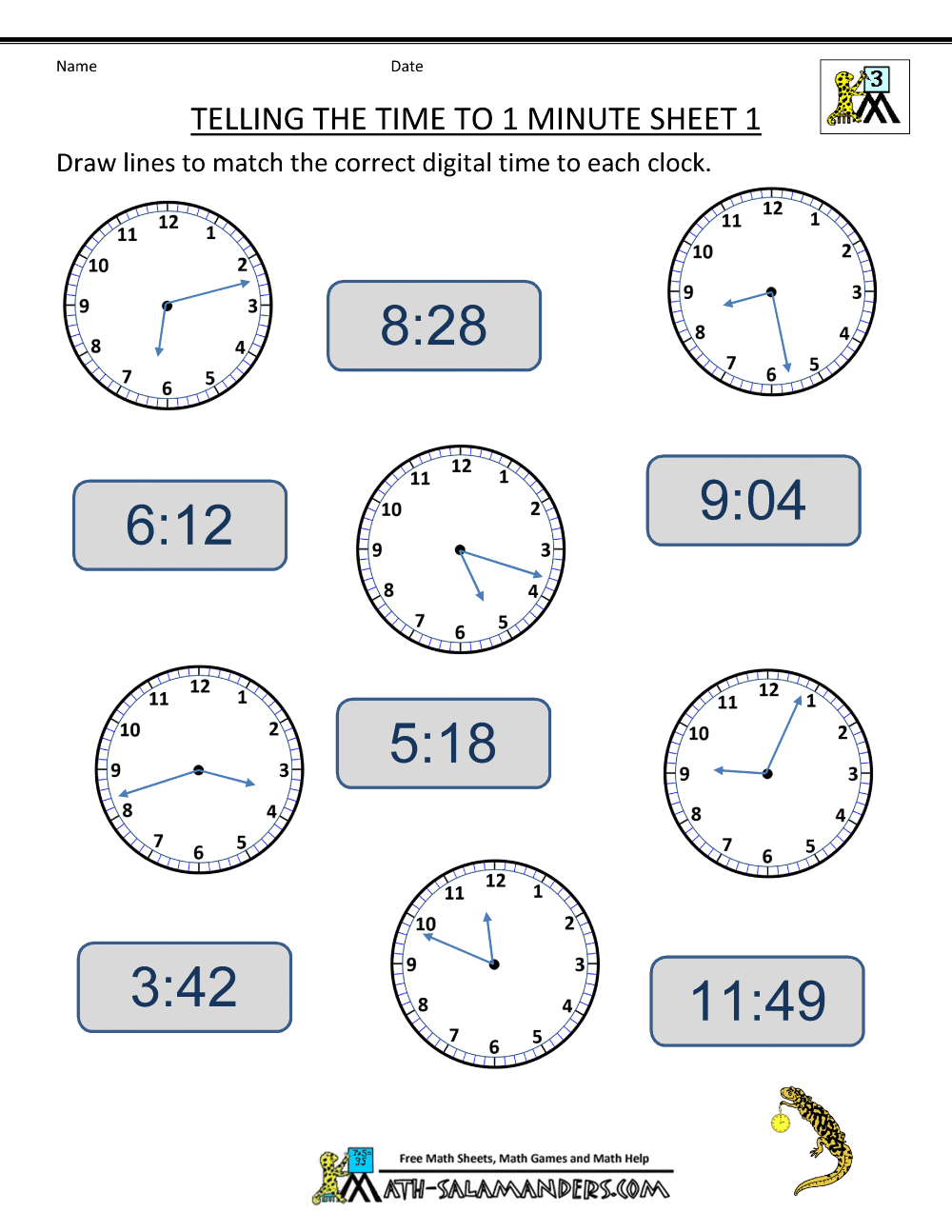 Clock Worksheets