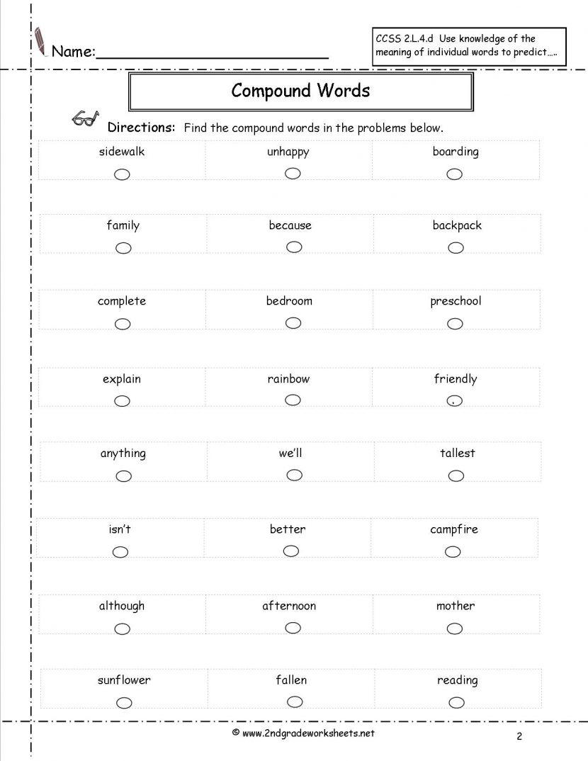 Compound Words Worksheets Multiple Meaning 2nd Grade Compundw ~ Koogra