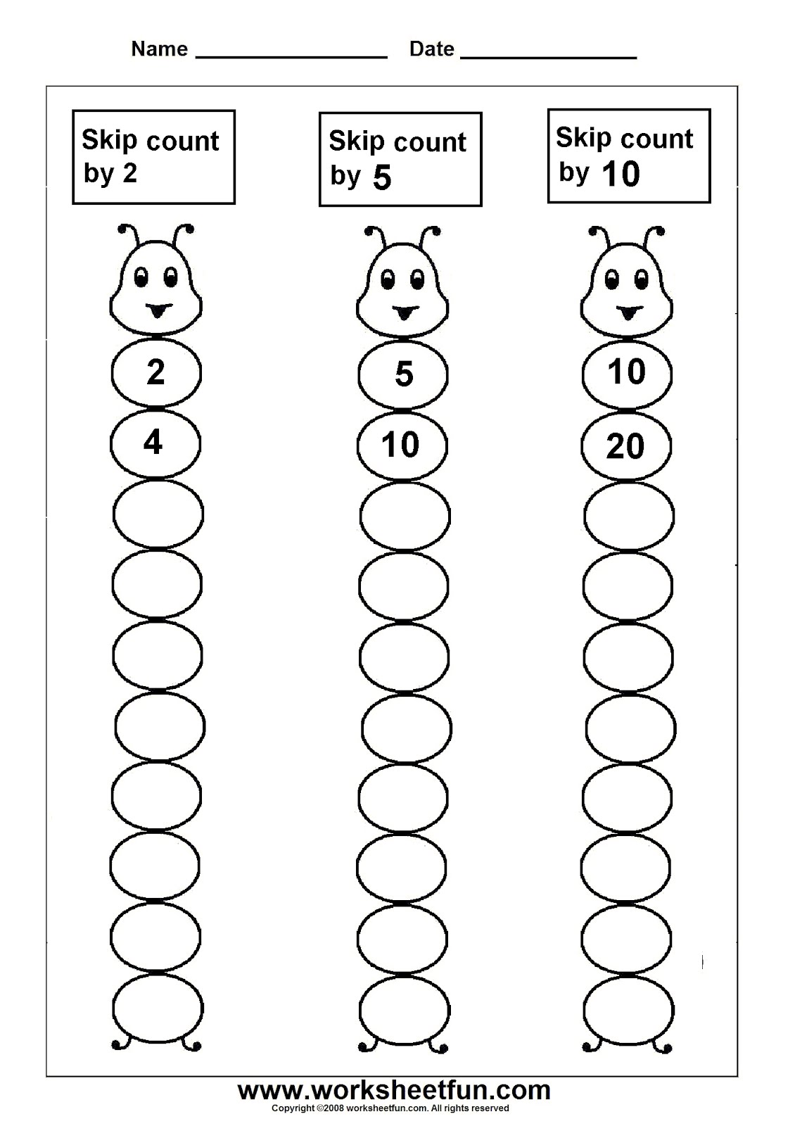 Skip Counting By 2s Worksheets