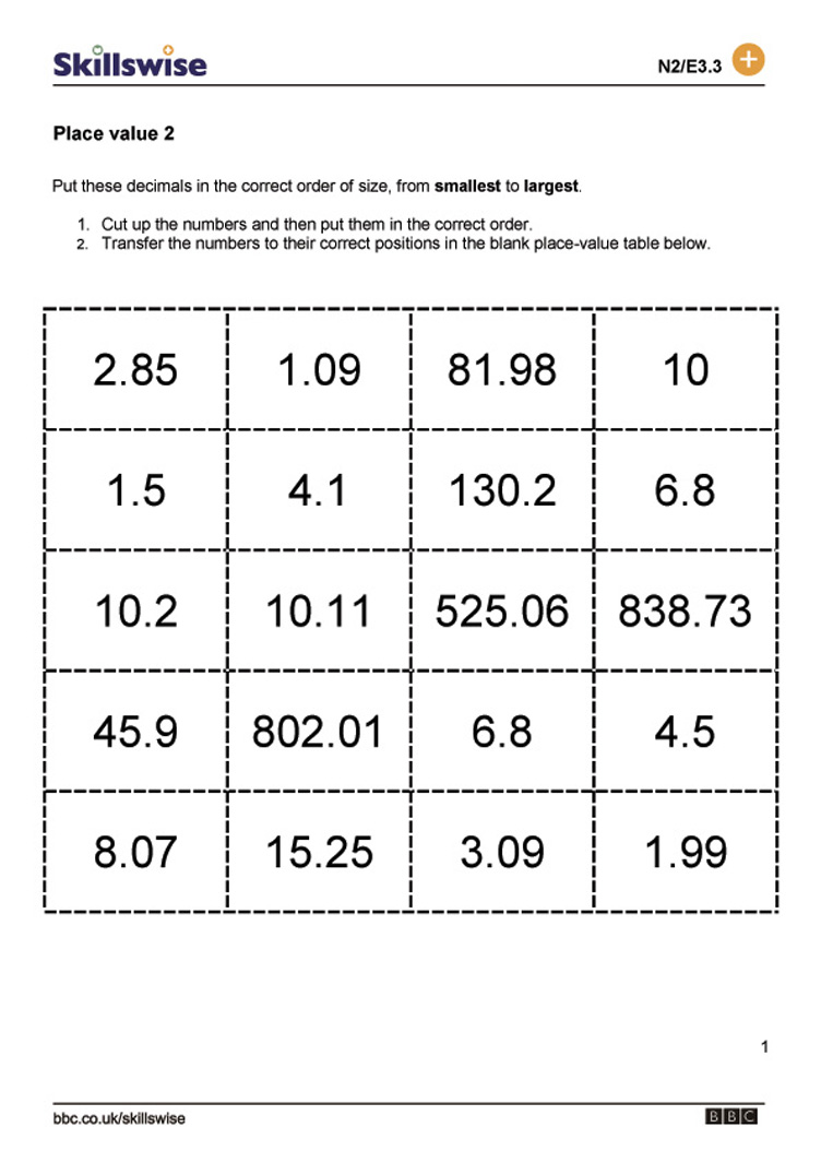 Decimals Place Value Worksheet Free Worksheets Library