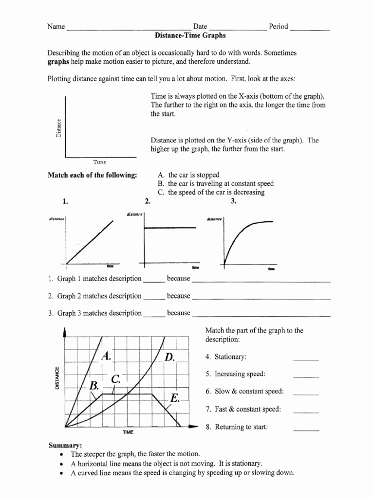 Distance Time Graph Worksheet Answers