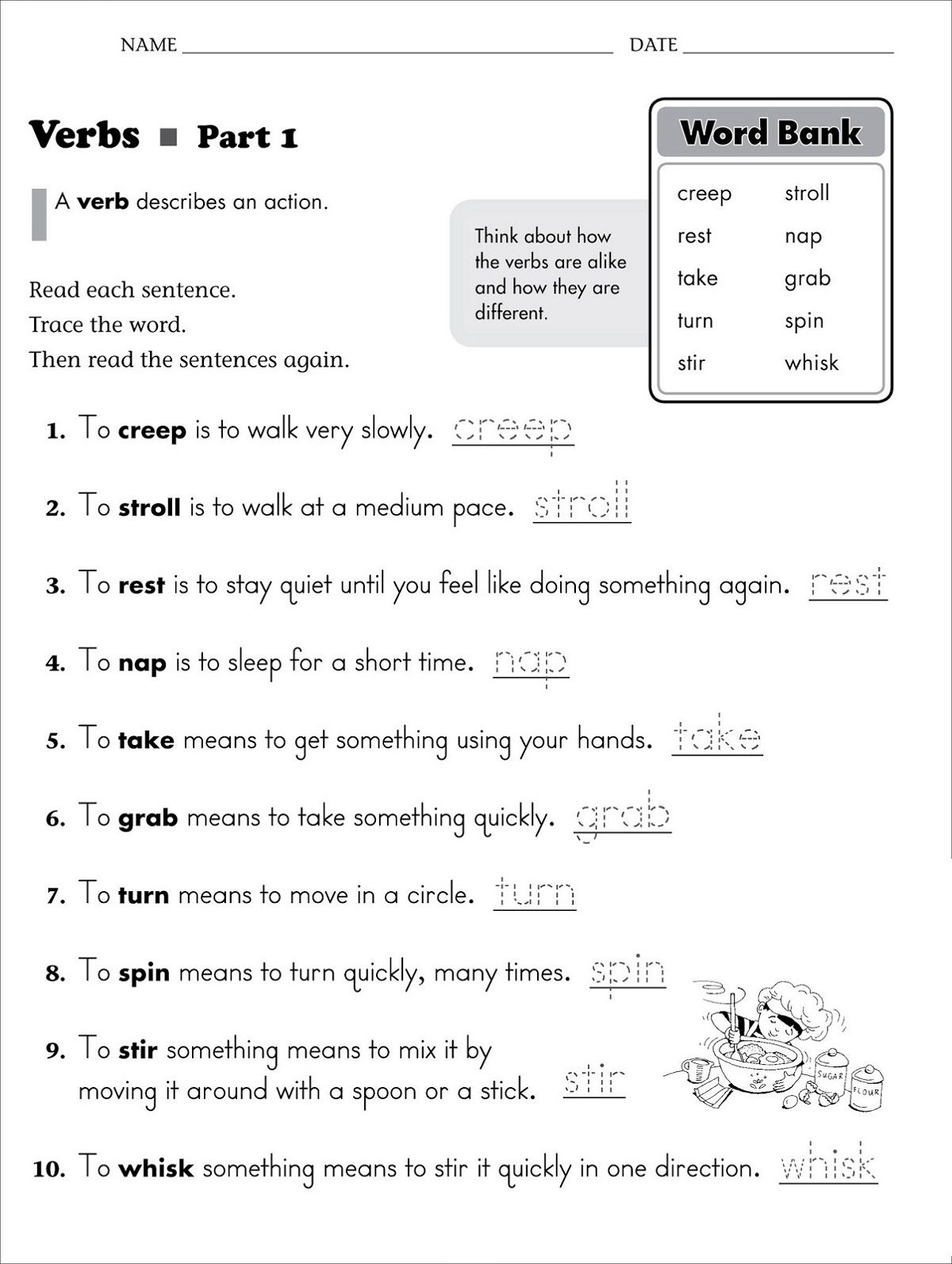 English Worksheet For Grade 1 Easy