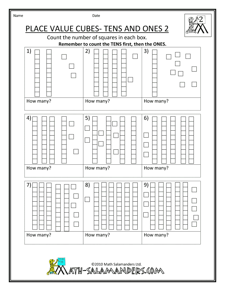 First Grade Math Worksheets Place Value Tens Ones 2
