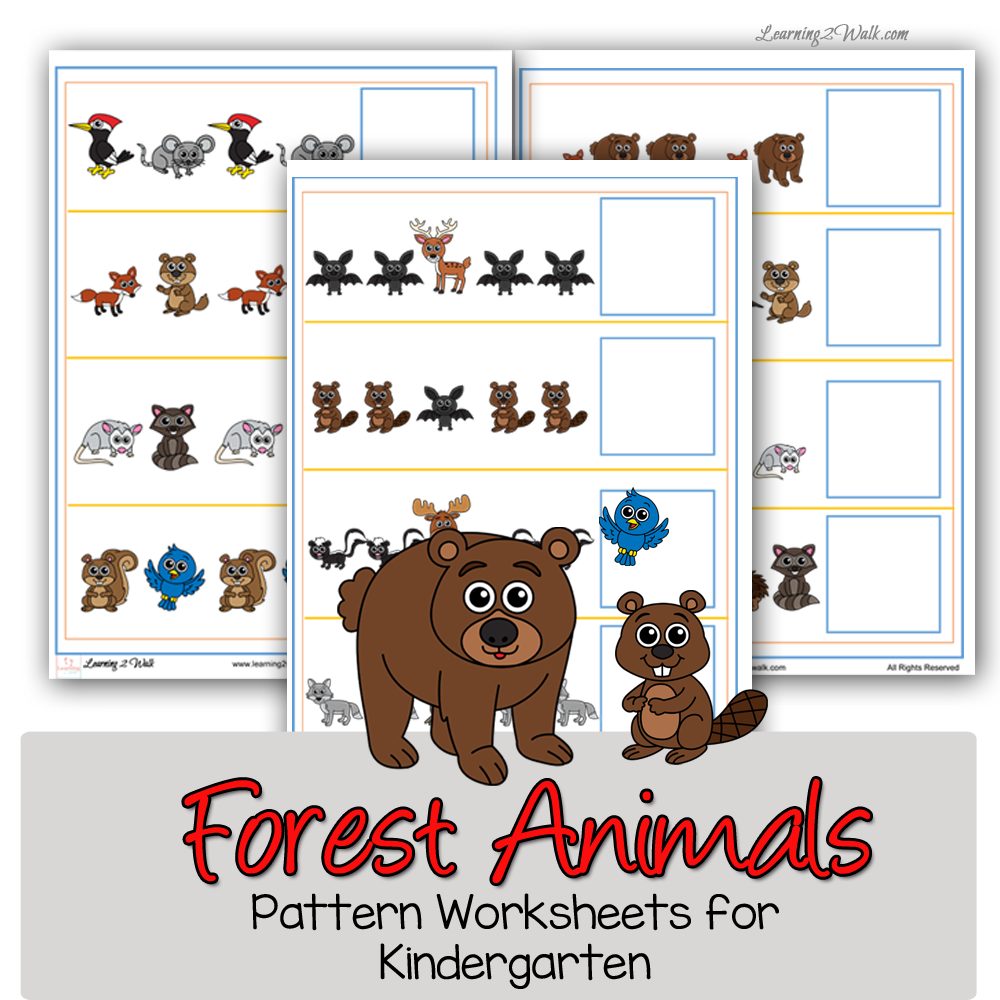 Forest Animals Pattern Worksheets For Kindergarten