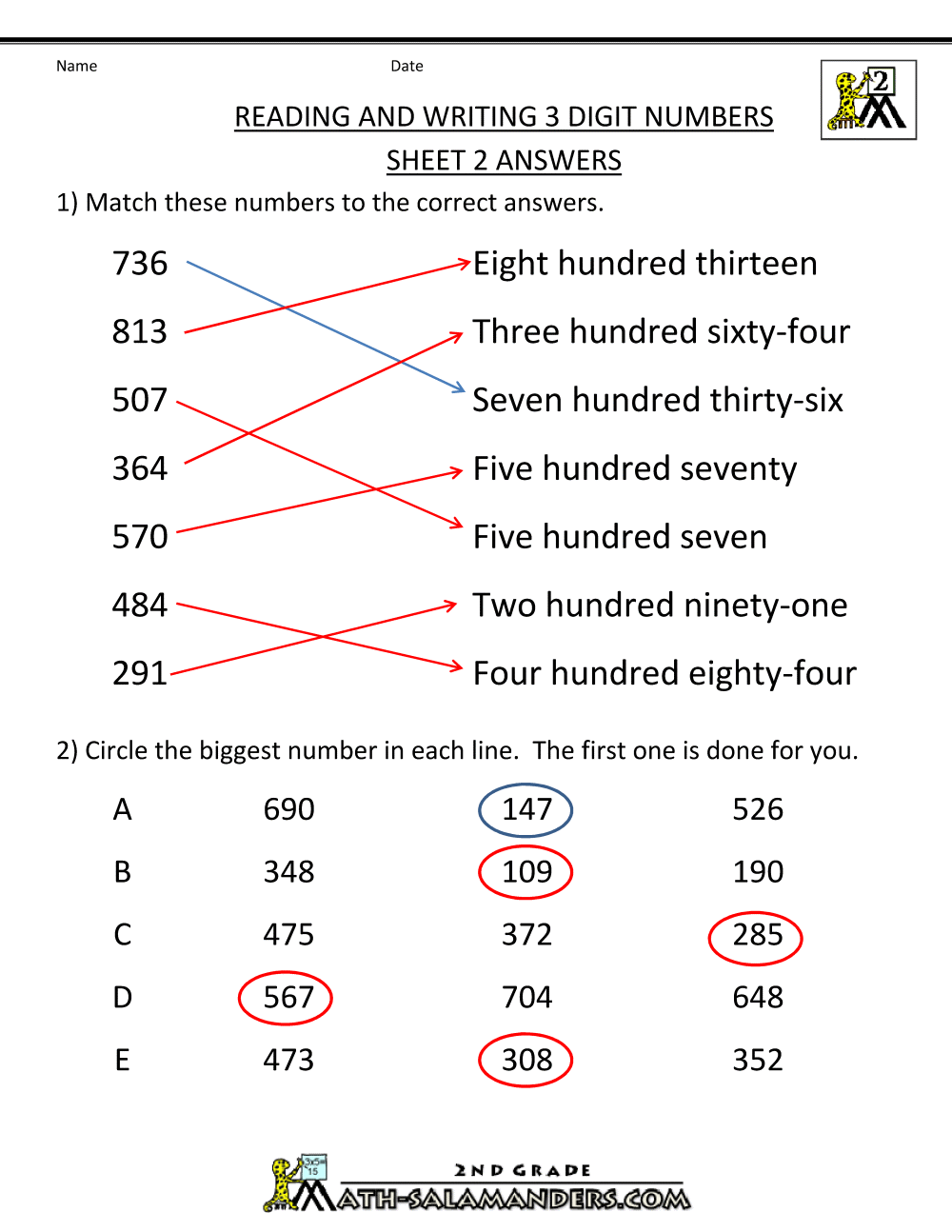 Free Place Value Worksheets