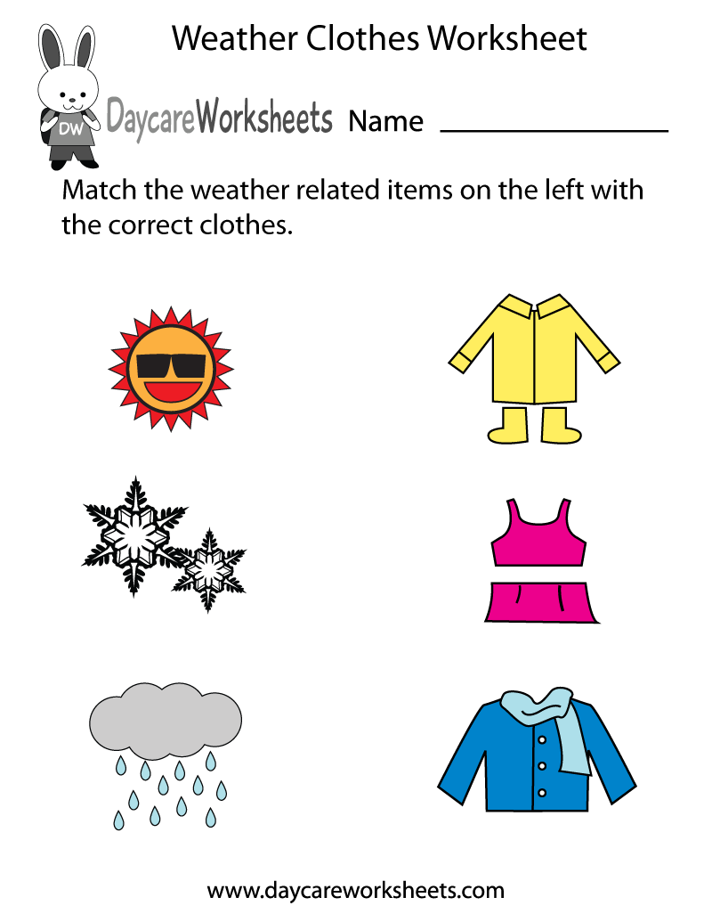 Free Preschool Weather Clothes Worksheet