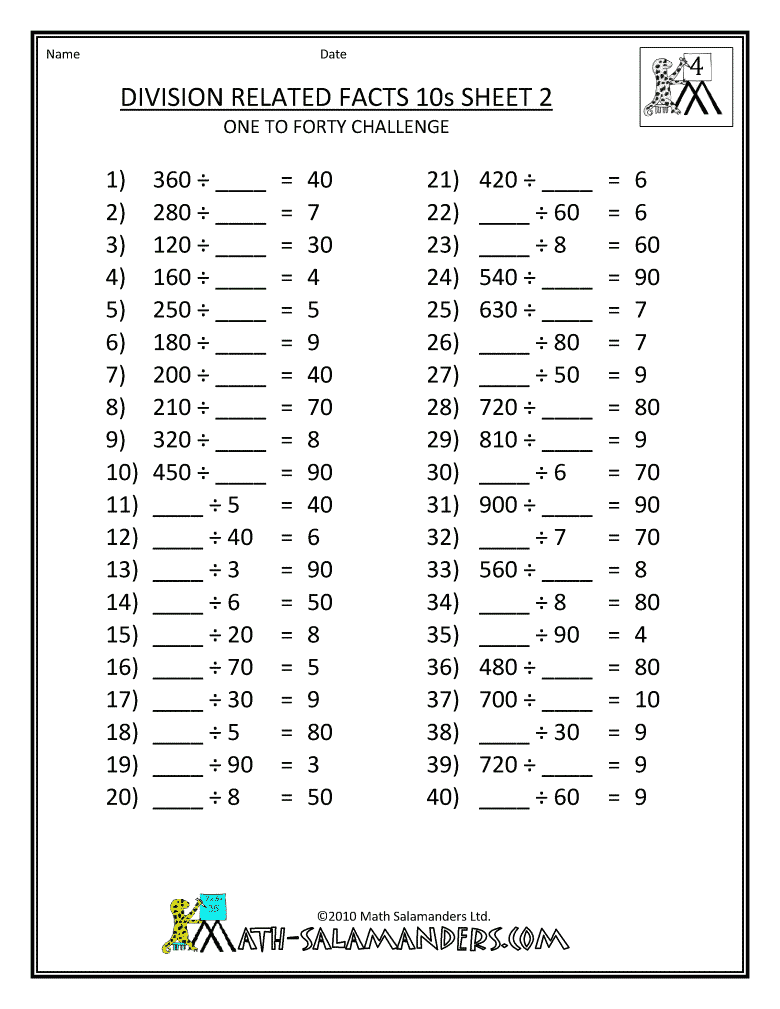 Free Printable Fourth Grade Math Worksheets