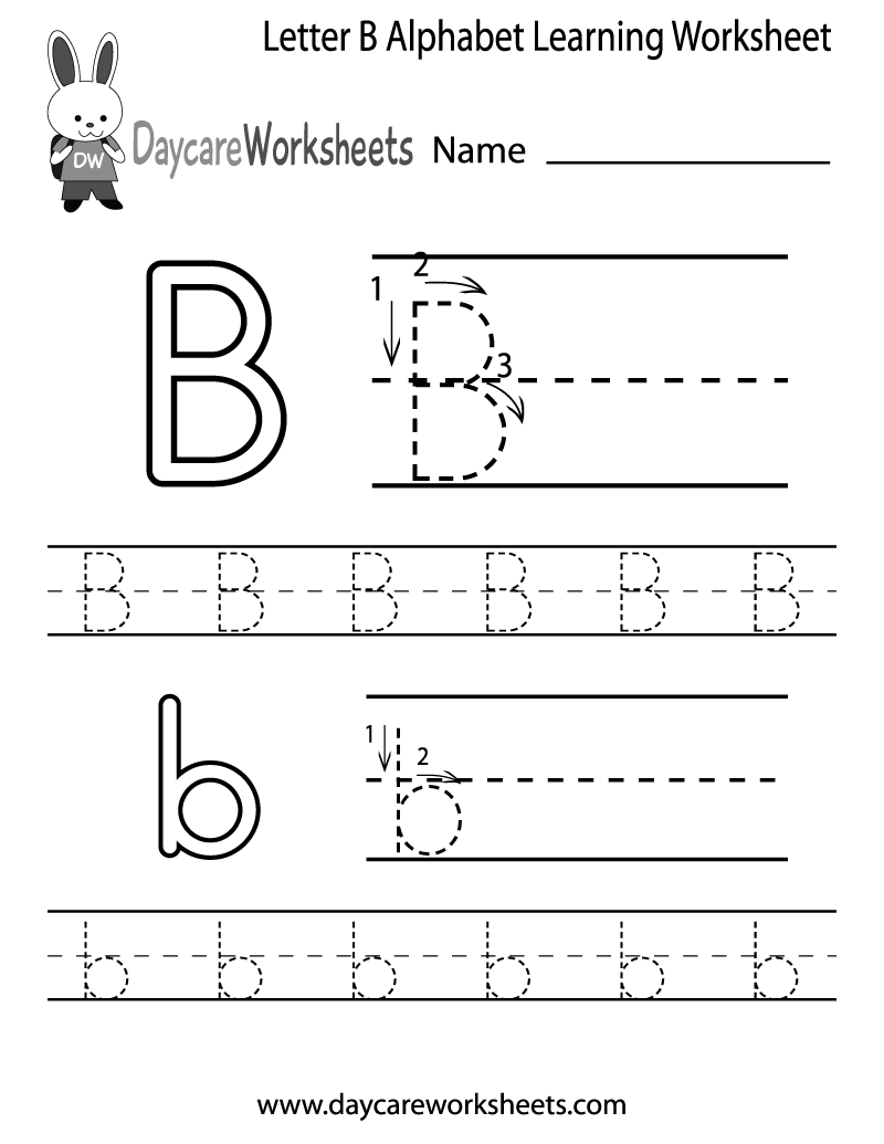 Free Printable Letter B Alphabet Learning Worksheet For Preschool