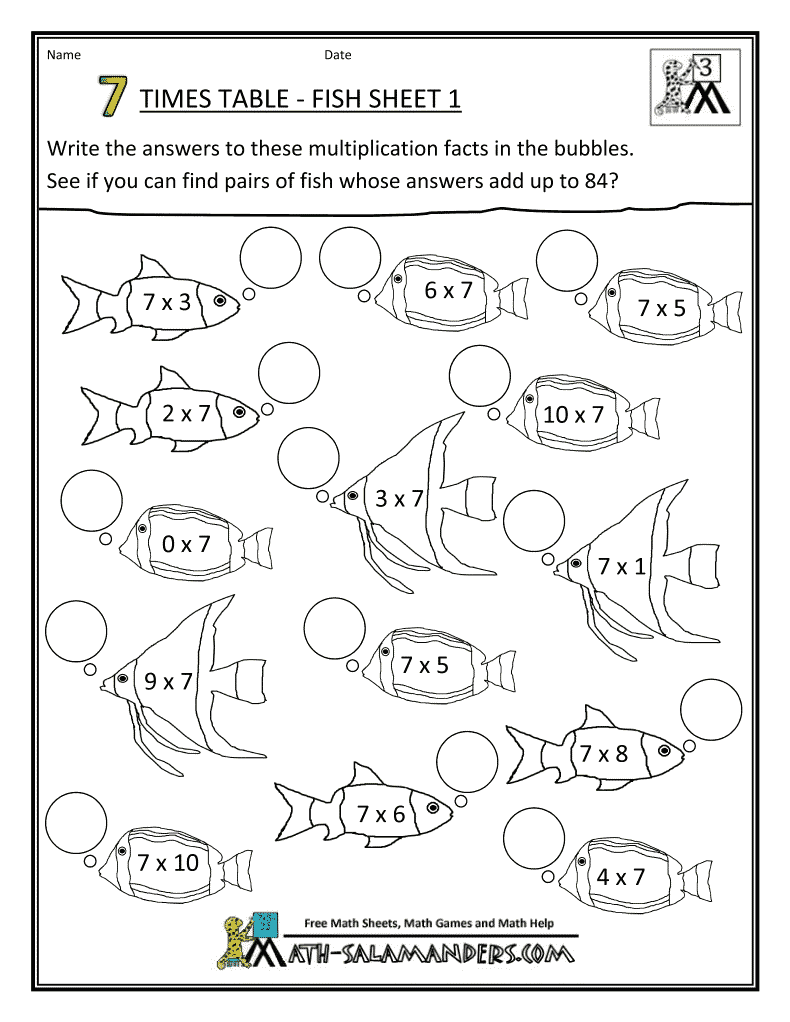 Free Times Table Worksheets