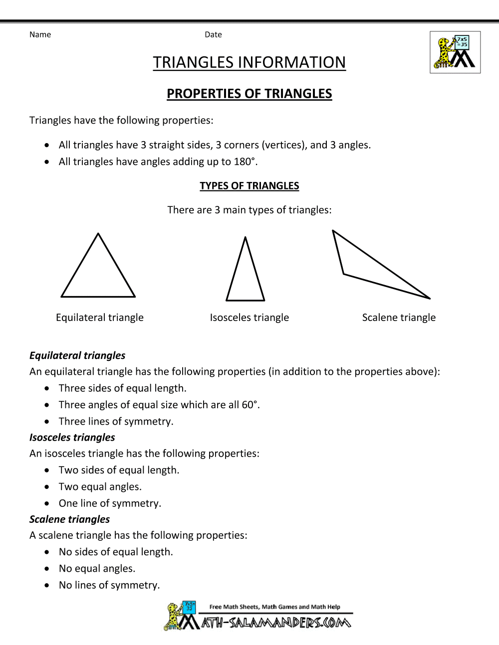 Geometry Formulas Triangles