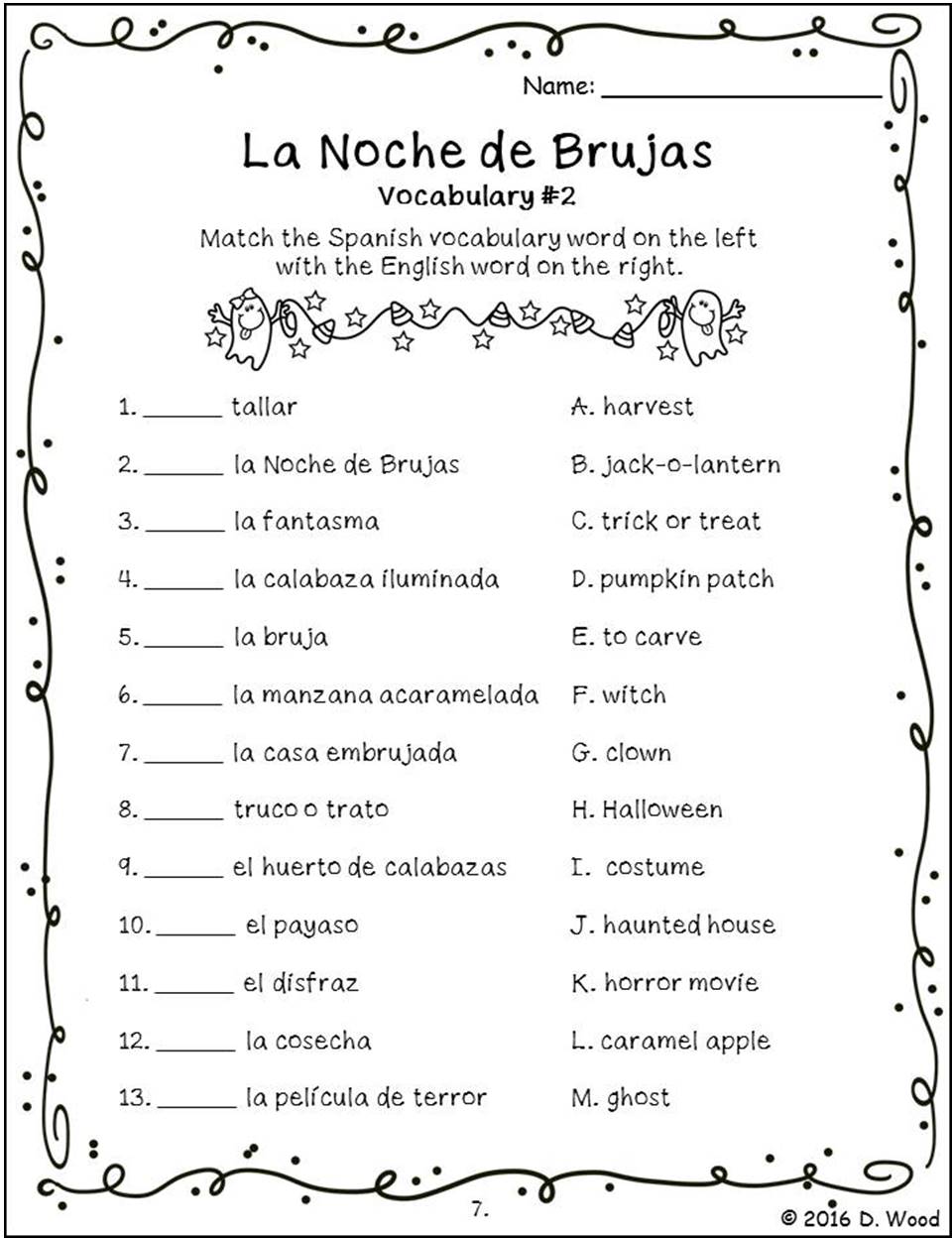 Halloween Spanish Worksheets