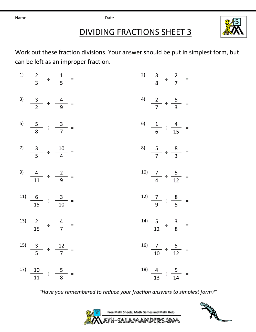 How To Divide Fractions